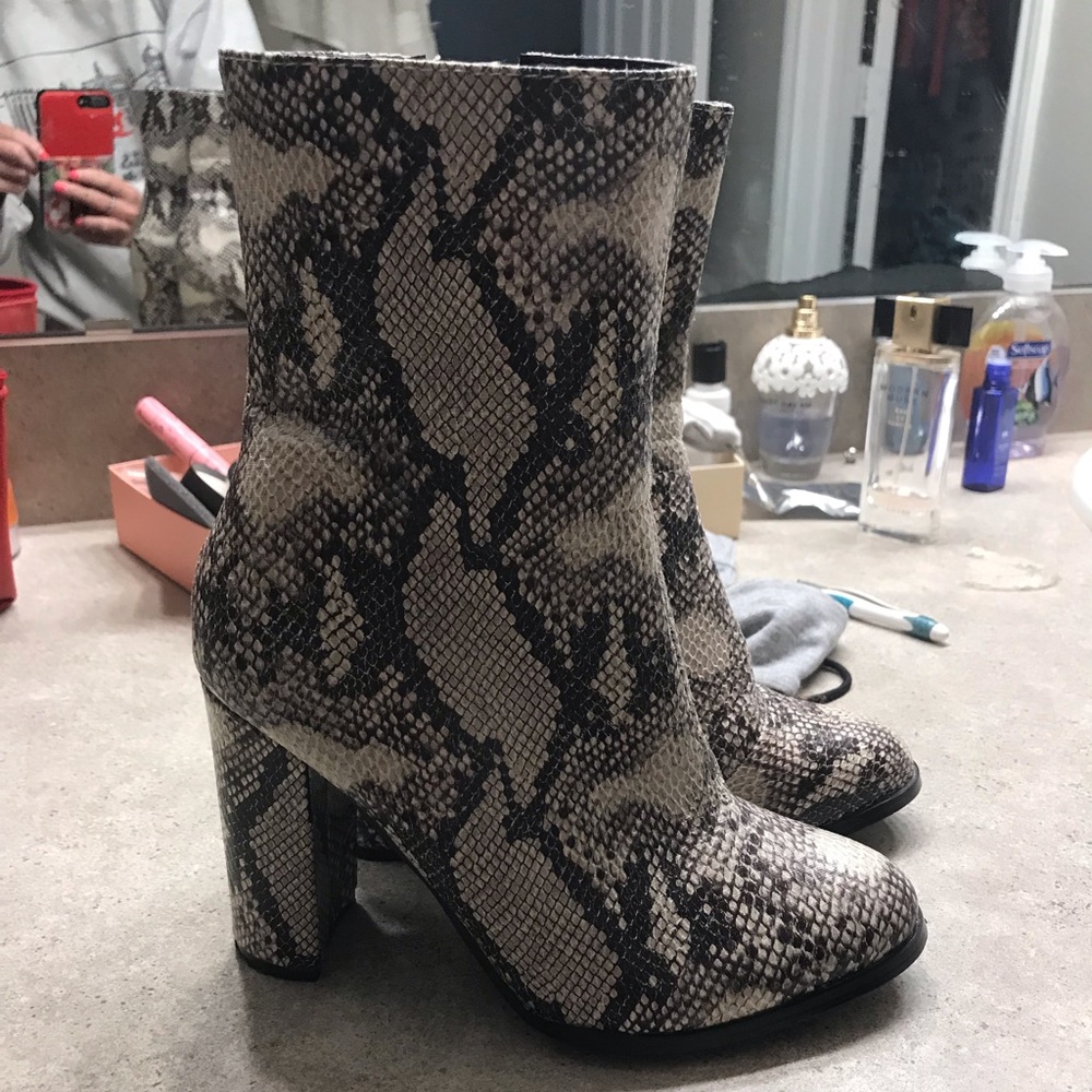Snake skin booties